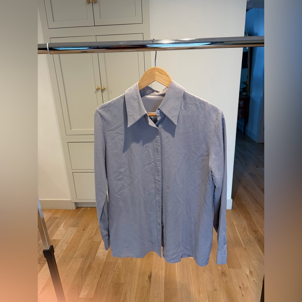 100% Silk Vintage Light Lavender Button-down Shirt